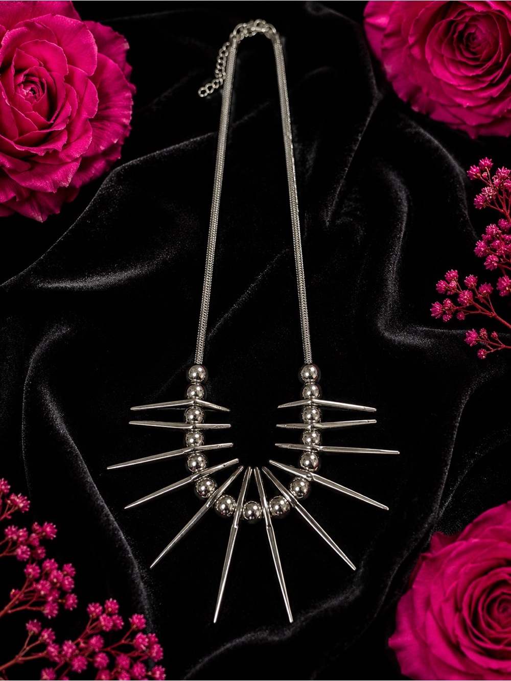 Silver Spike Statement Necklace - Women Jewelry